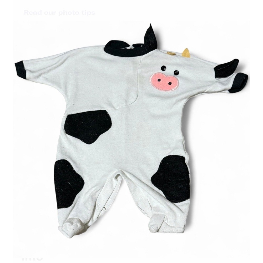 Vintage‎ Baby Cow Costume Romper 3 Months One Piece Footed Cute